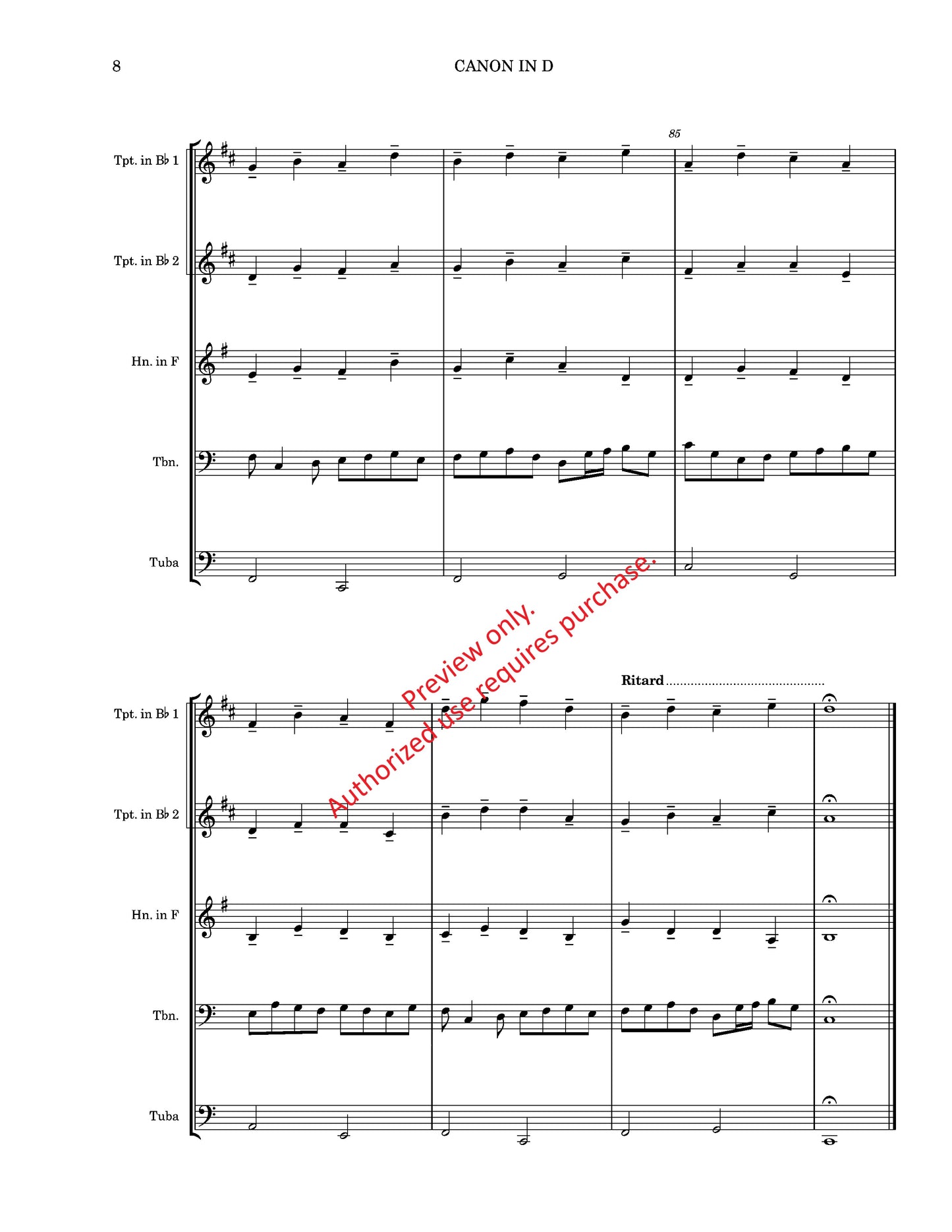 Canon in D for Brass Quintet