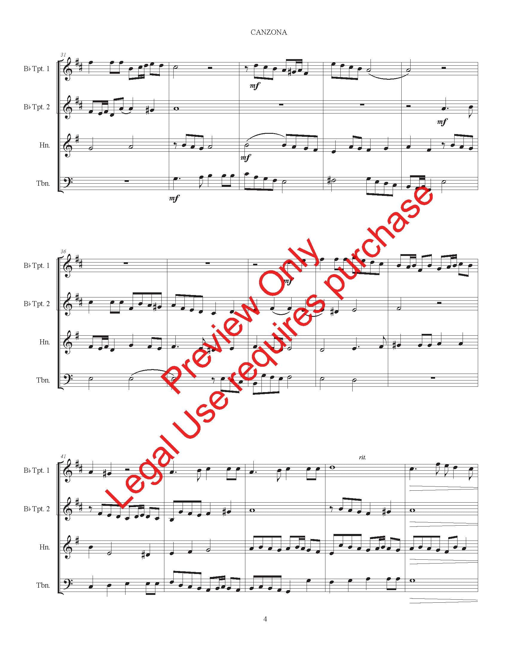 Canzona Dopo L'Epistola for Brass Quartet