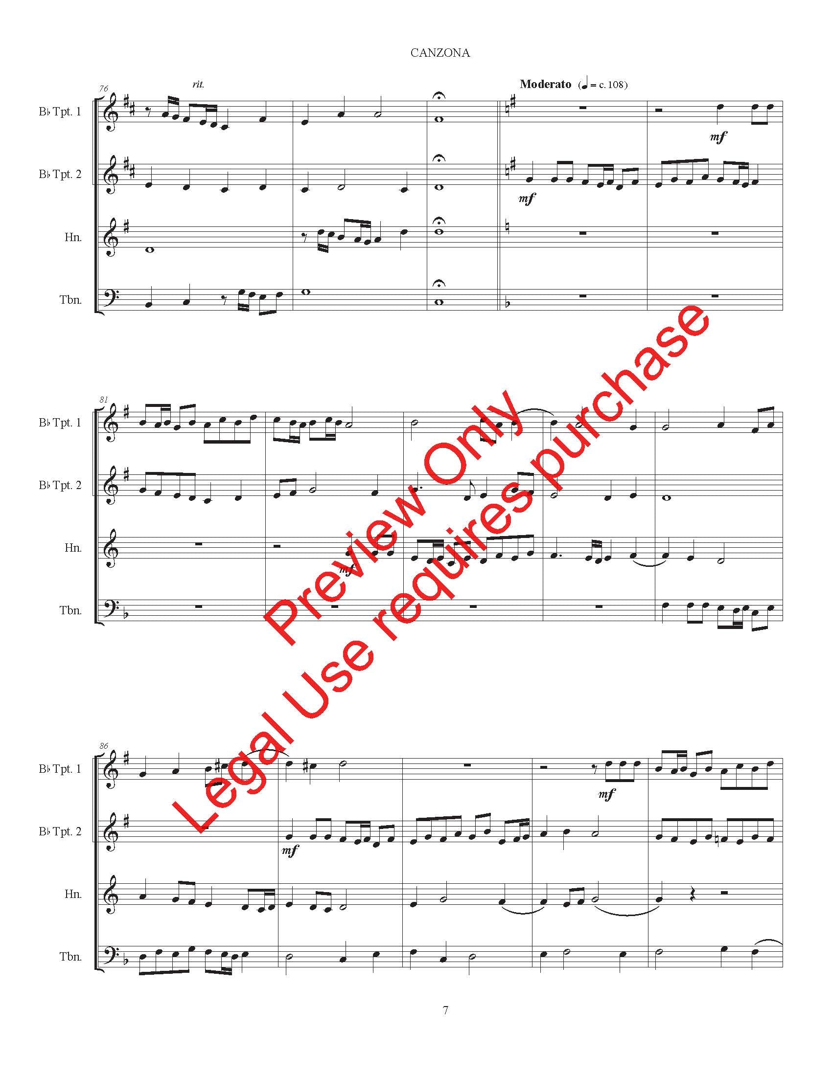 Canzona Dopo L'Epistola for Brass Quartet