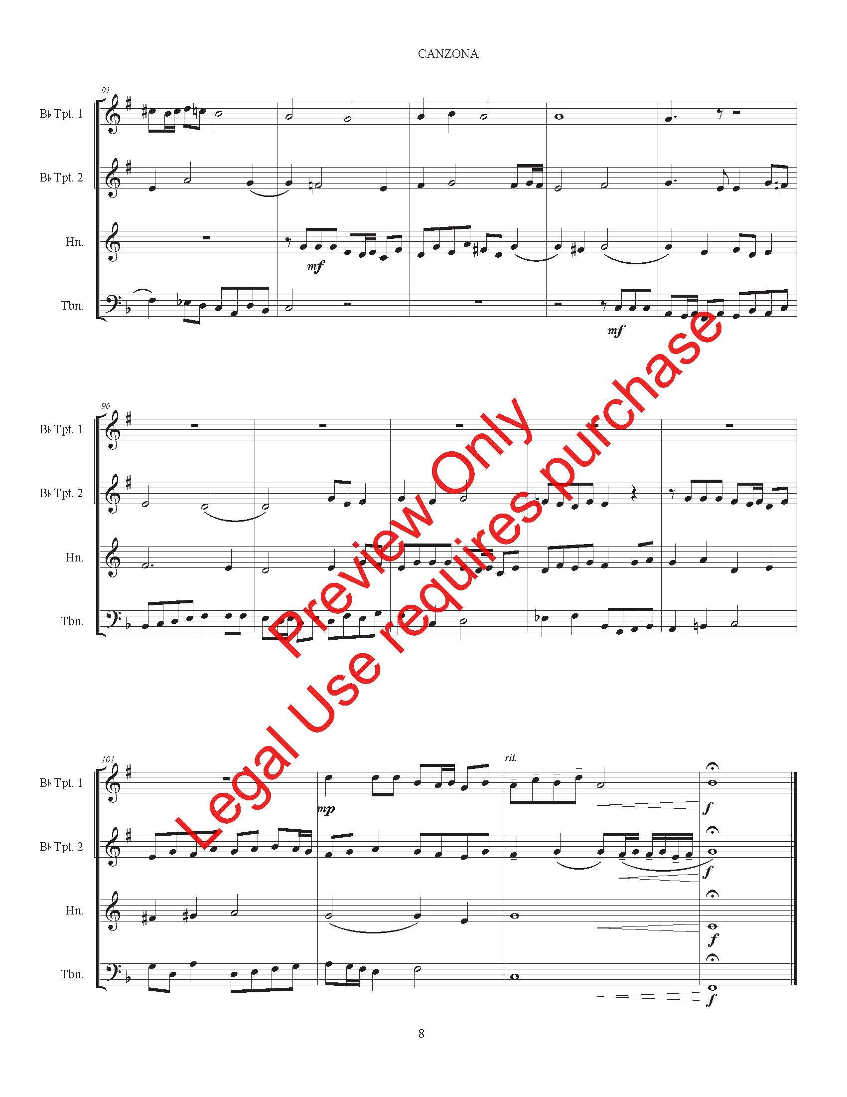 Canzona Dopo L'Epistola for Brass Quartet