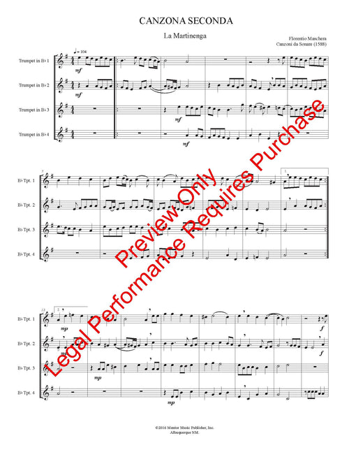 Canzona Secunda (La Martinenga) for 4 Trumpets