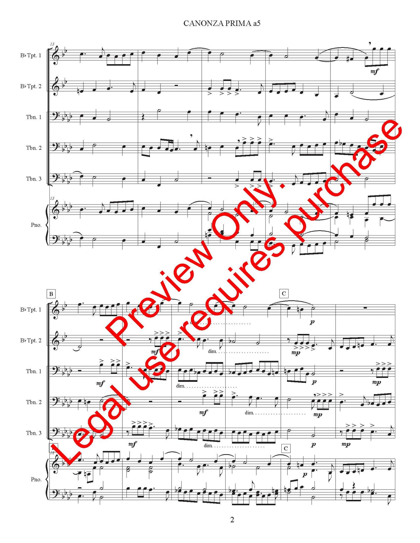 Canzona Prima a 5 for Brass Quintet