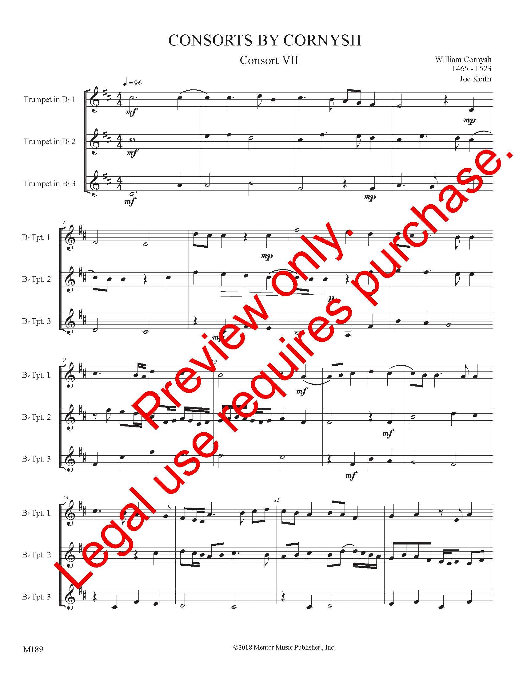 Consorts By Cornish for Trumpet Trio