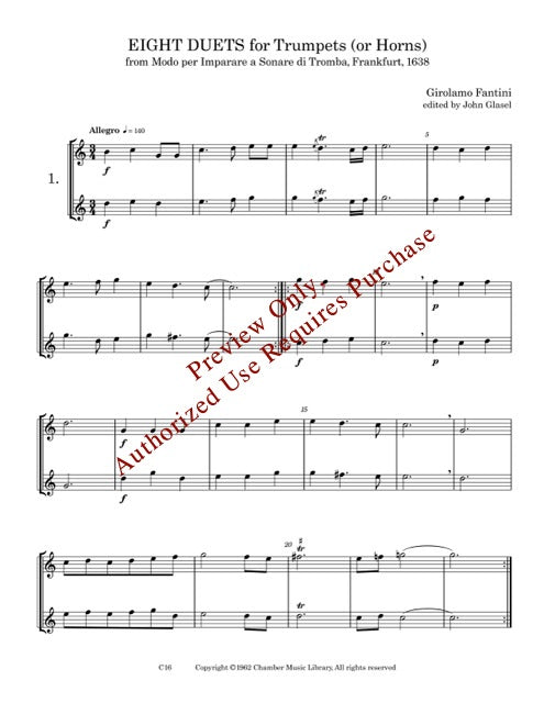 Eight Duets for Trumpets or Horns