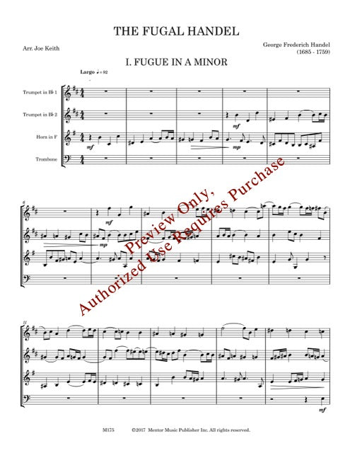 The Fugal Handel, for Brass Quartet