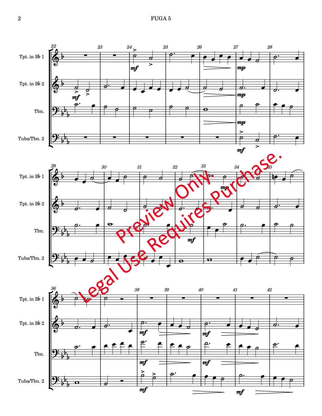 Fuga 5 for Brass Quartet