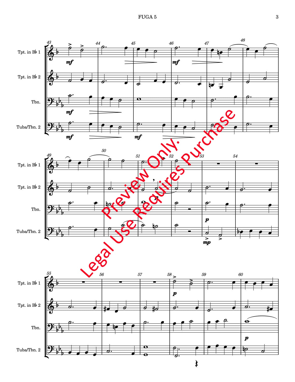 Fuga 5 for Brass Quartet