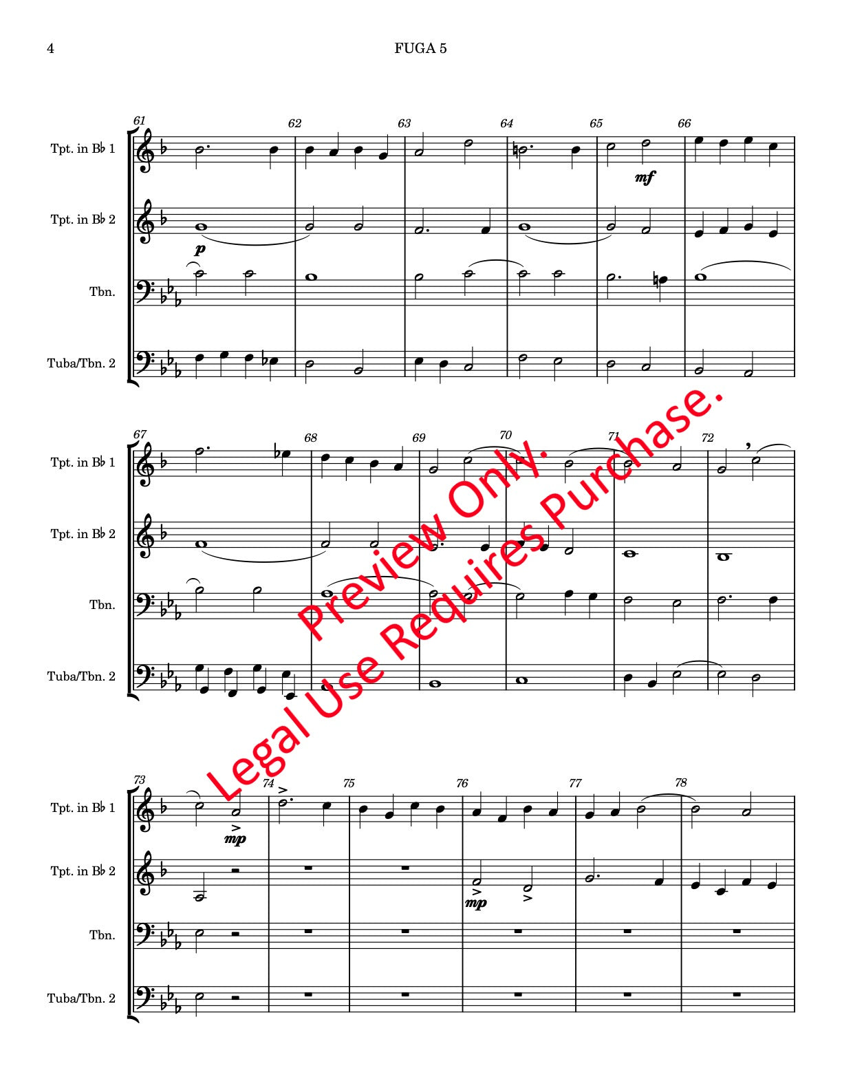 Fuga 5 for Brass Quartet