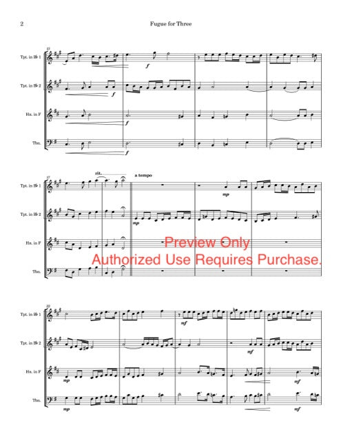 Fugue for Three - for Brass Trio