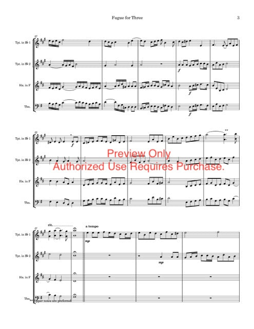 Fugue for Three - for Brass Trio