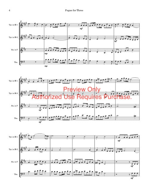 Fugue for Three - for Brass Trio