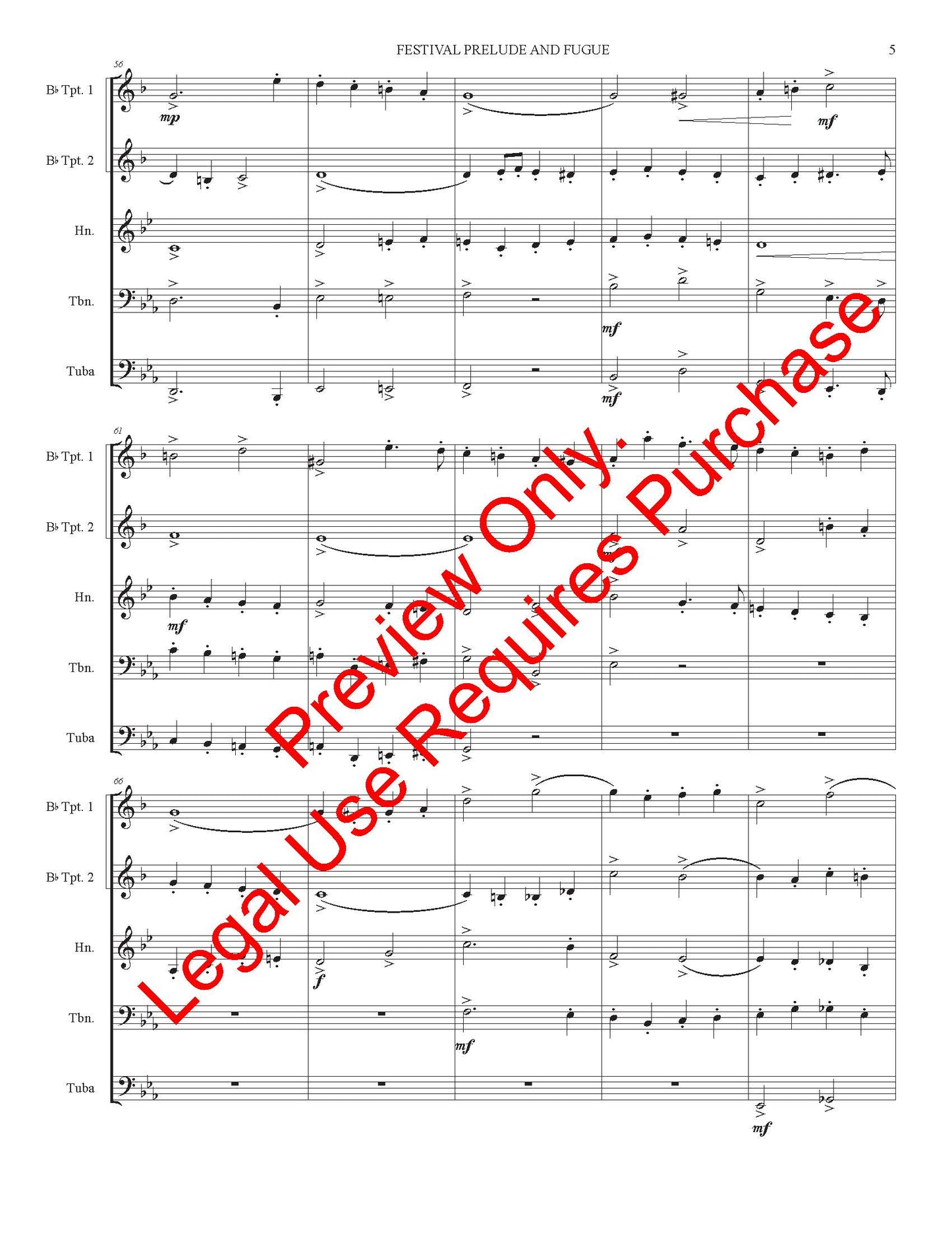 Festival Prelude and Fugue for Brass Quintet