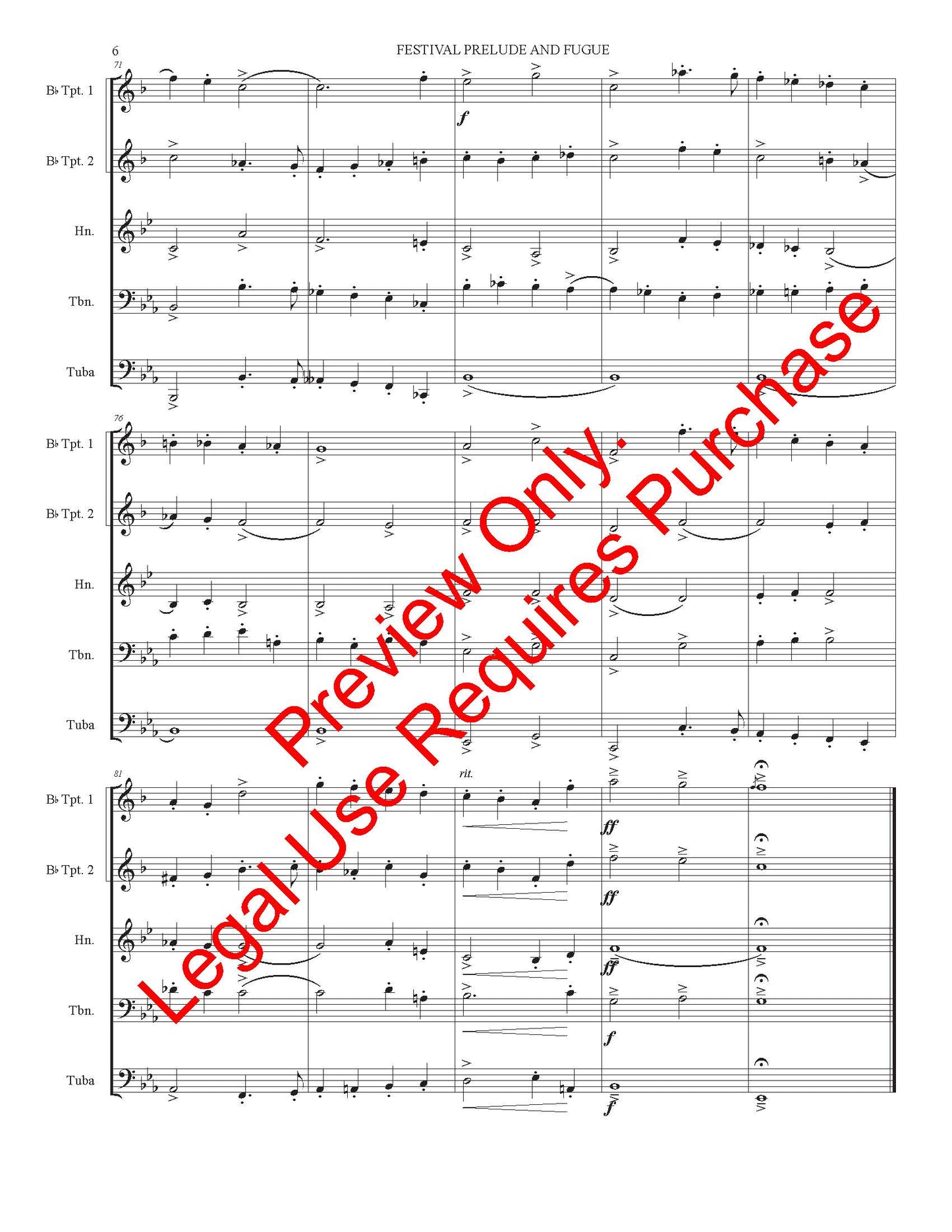 Festival Prelude and Fugue for Brass Quintet