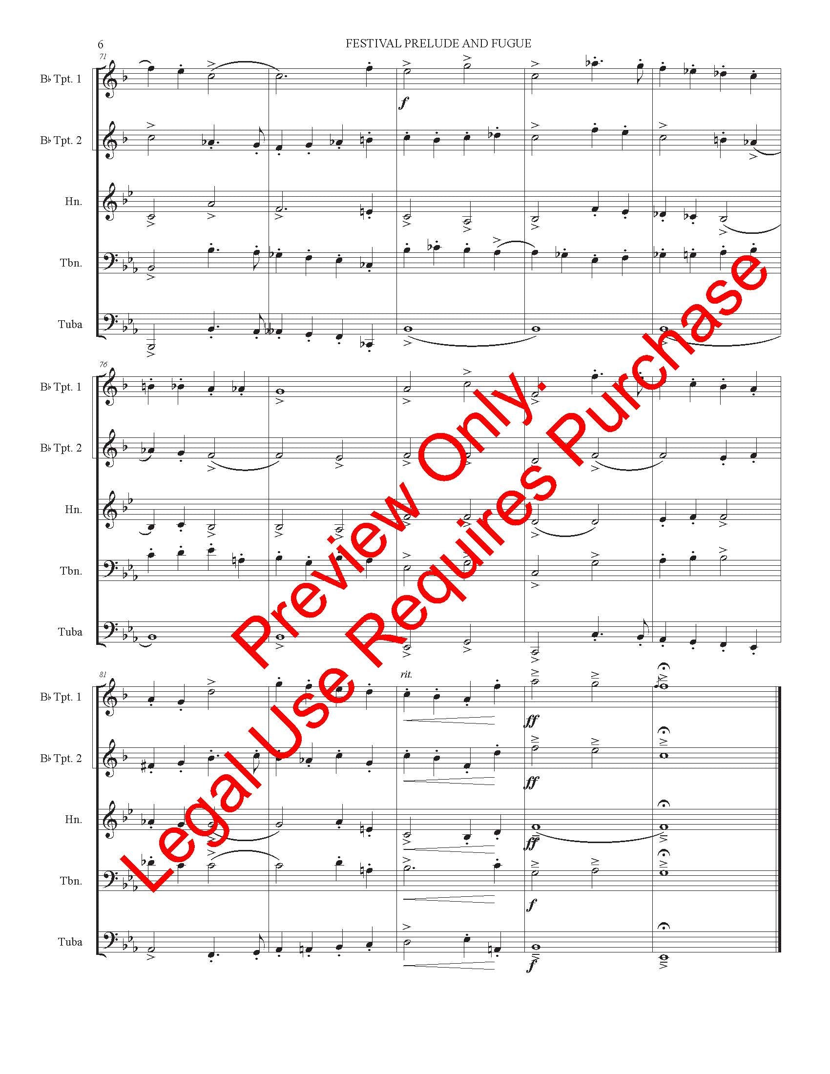 Festival Prelude and Fugue for Brass Quintet