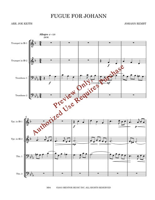 Fugue for Johann for Brass Quartet
