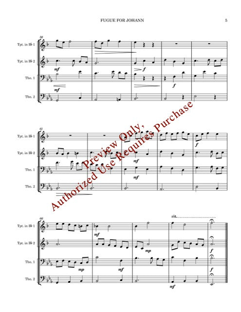 Fugue for Johann for Brass Quartet