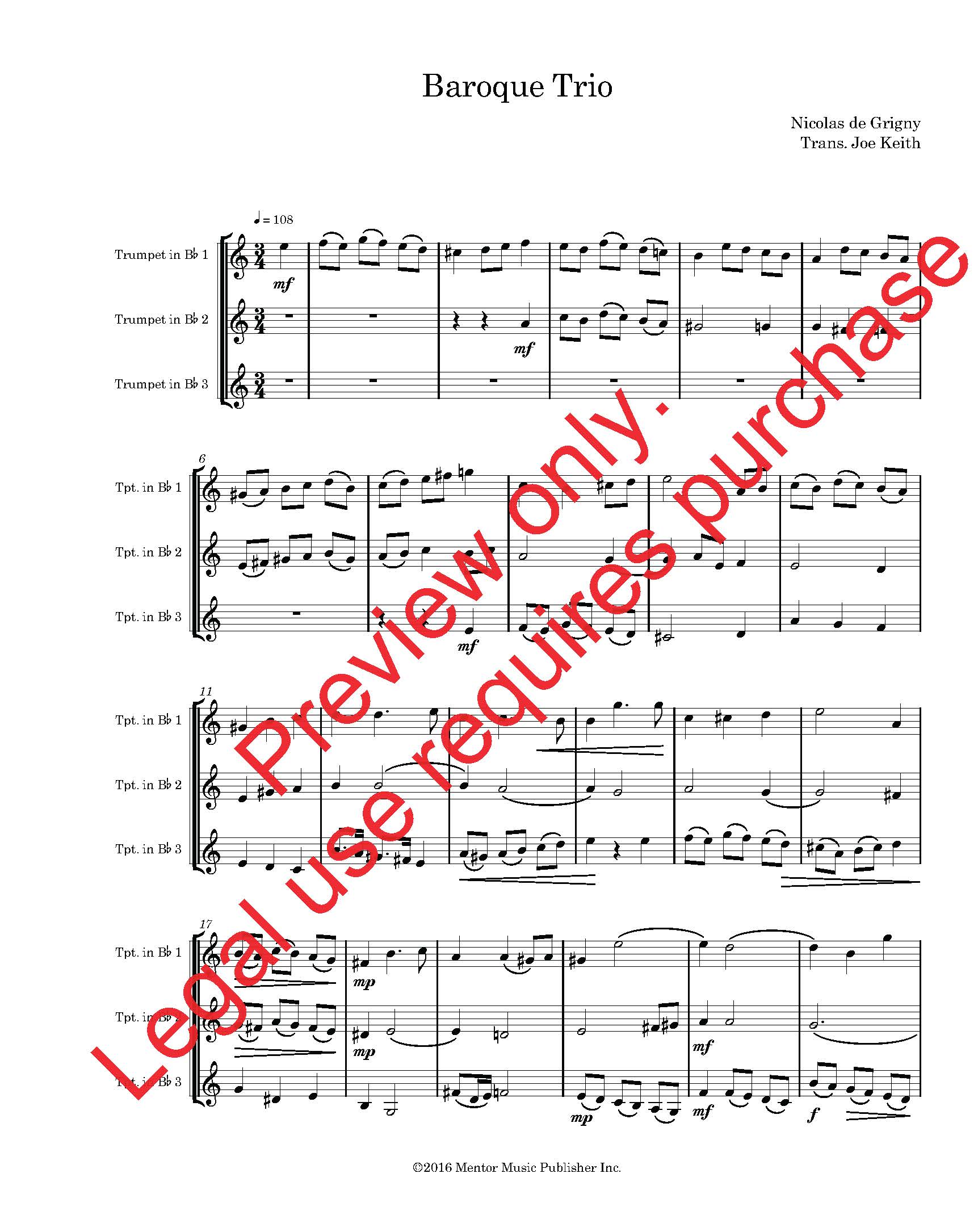 Baroque Trio for Three Trumpets