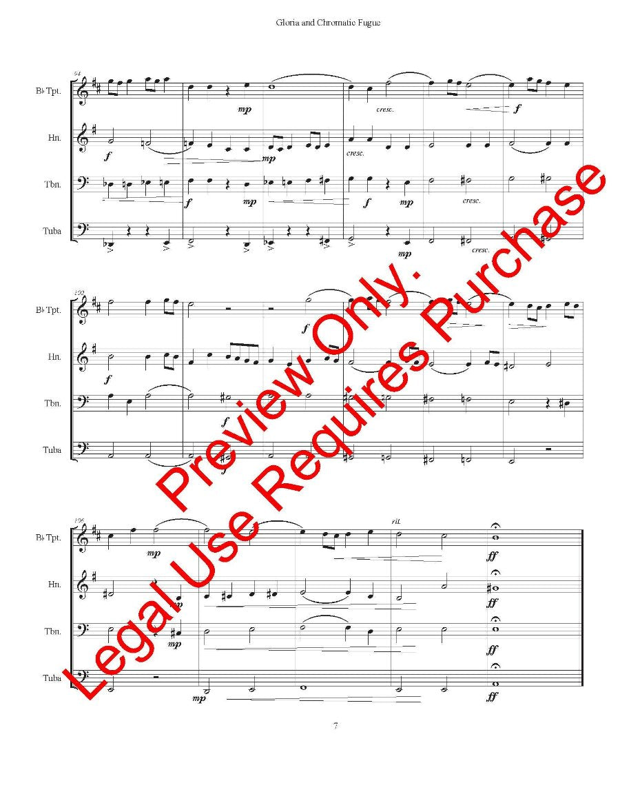 Gloria and Chromatic Fugue for Brass Quartet