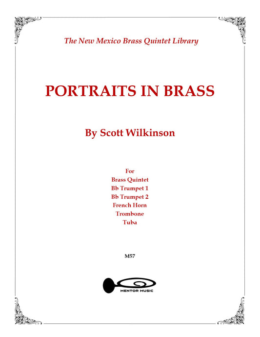 Cover of 'Portraits in Brass' by Scott Wilkinson for New Mexico Brass Quintet Library