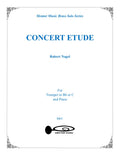 Sheet music cover for 'Concert Etude' by Robert Nagel, a solo for trumpet and piano featuring a trumpet icon and text.