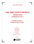 Sheet music cover for 'We Are God's People' by Johannes Brahms, arranged by Robert Nagel, with decorative border and text details.