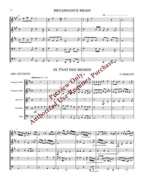 Renaissance Brass for Brass Quintet