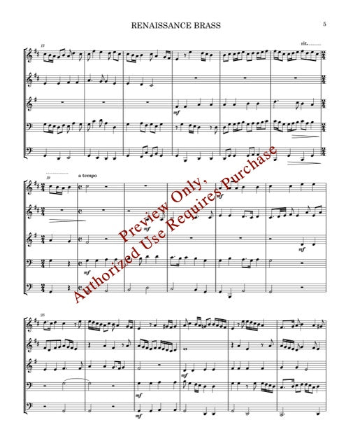 Renaissance Brass for Brass Quintet