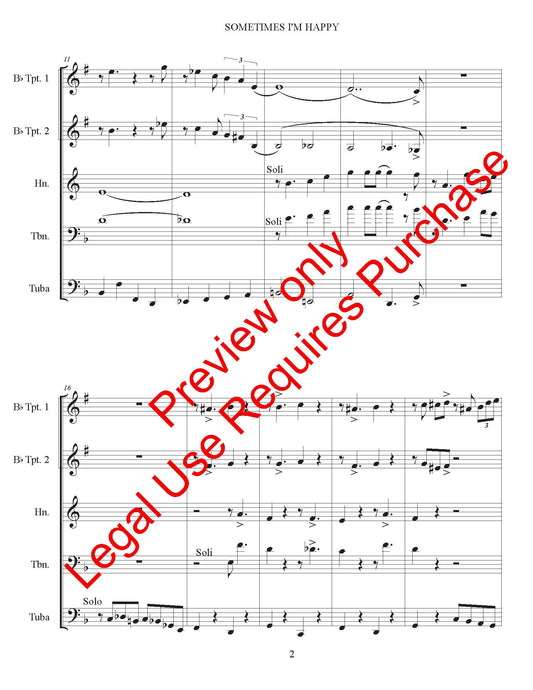 Sometimes I'm Happy for Brass Quintet