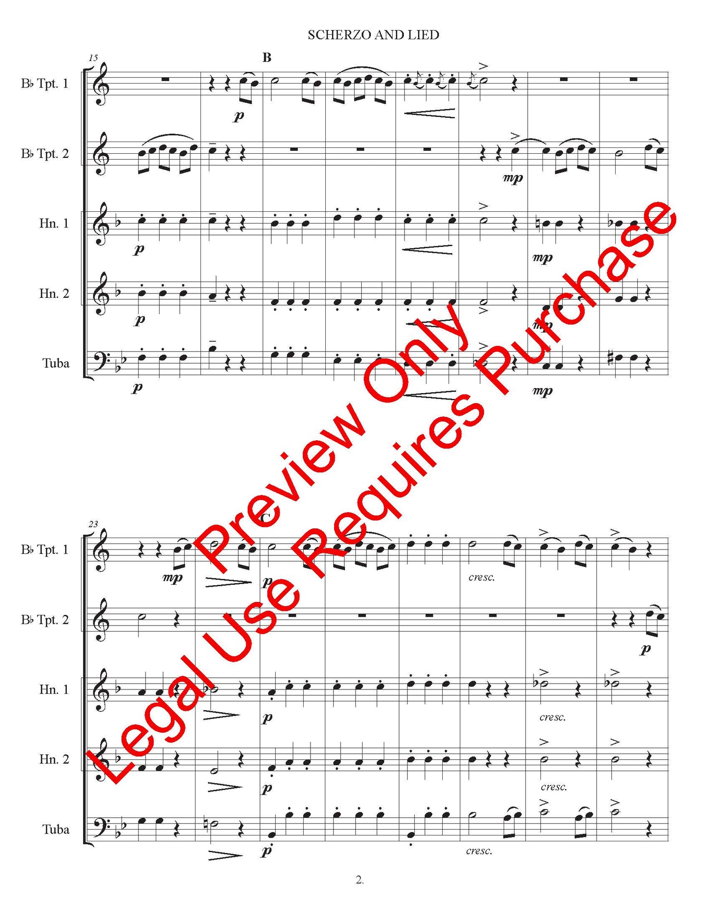 Scherzo and Lied for Brass Quintet