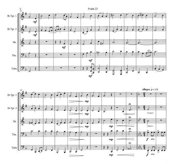 Psalm 23 "The Lord's My Shepherd" for Brass Quintet