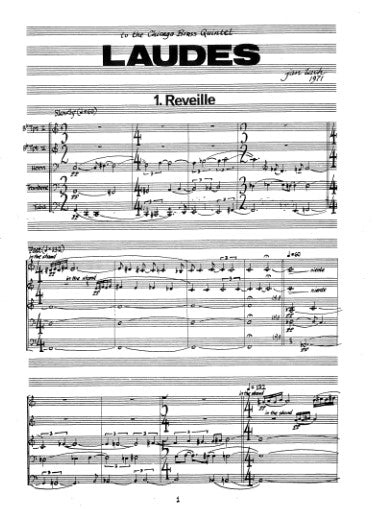 Laudes by Jan Bach (Score only) for Brass Quintet
