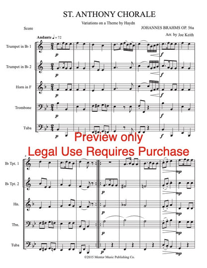 Saint Anthony Chorale for Brass Quintet