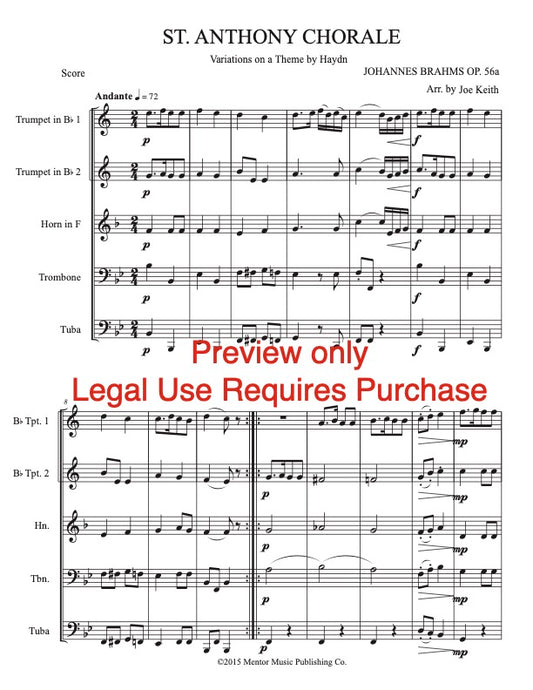 Saint Anthony Chorale for Brass Quintet