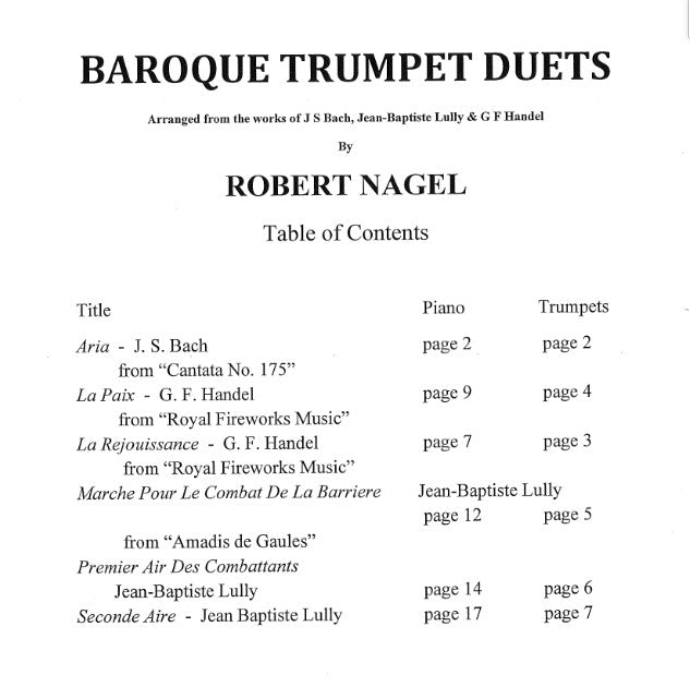 Baroque Duets for Two Trumpets and Piano