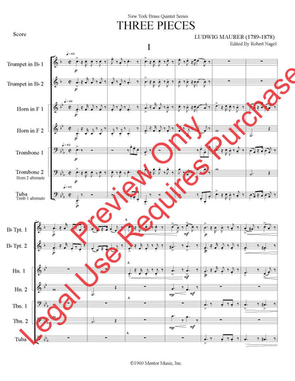 Three Pieces (Ludwig Maurer) - Brass Quintet