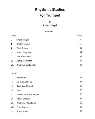 Rhythmic Studies for Trumpet by Robert Nagel